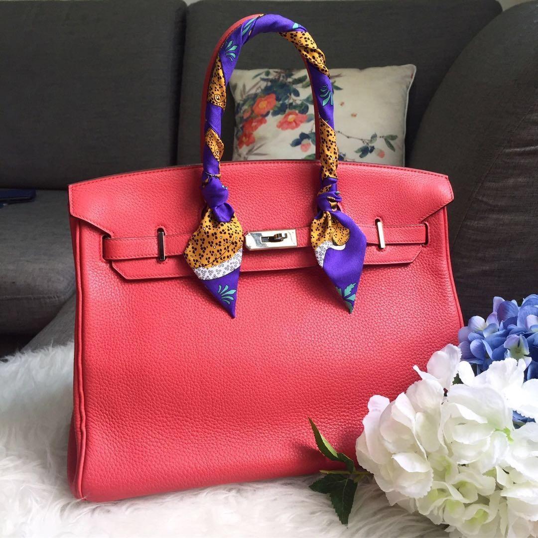 Hermes Bougainvillea Red Togo Leather Palladium Hardware Birkin 35