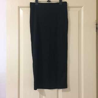 BNWT Black Ribbed Midi Skirt (S)