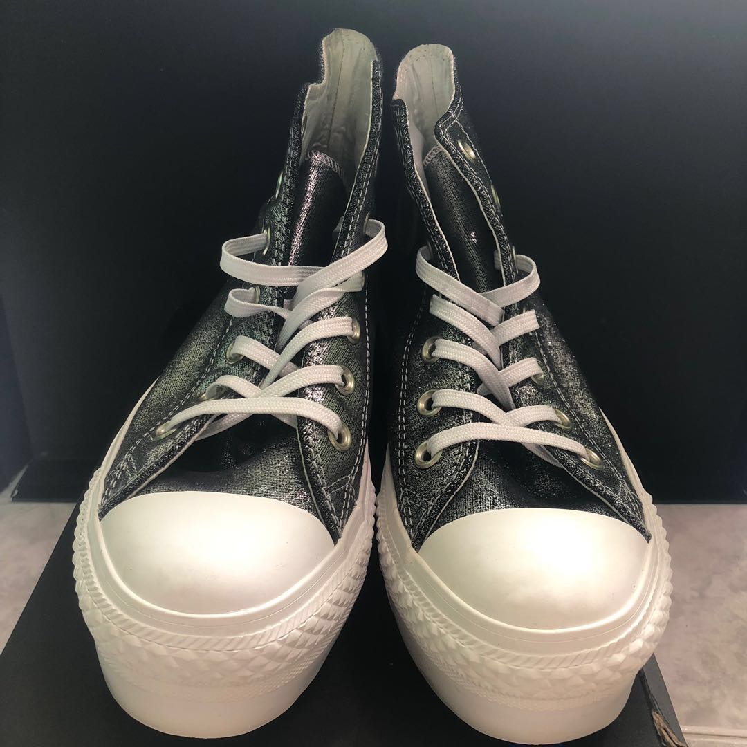 silver converse high tops womens