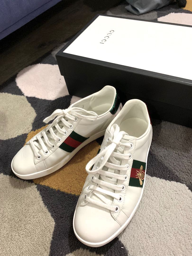 gucci shoes white bee
