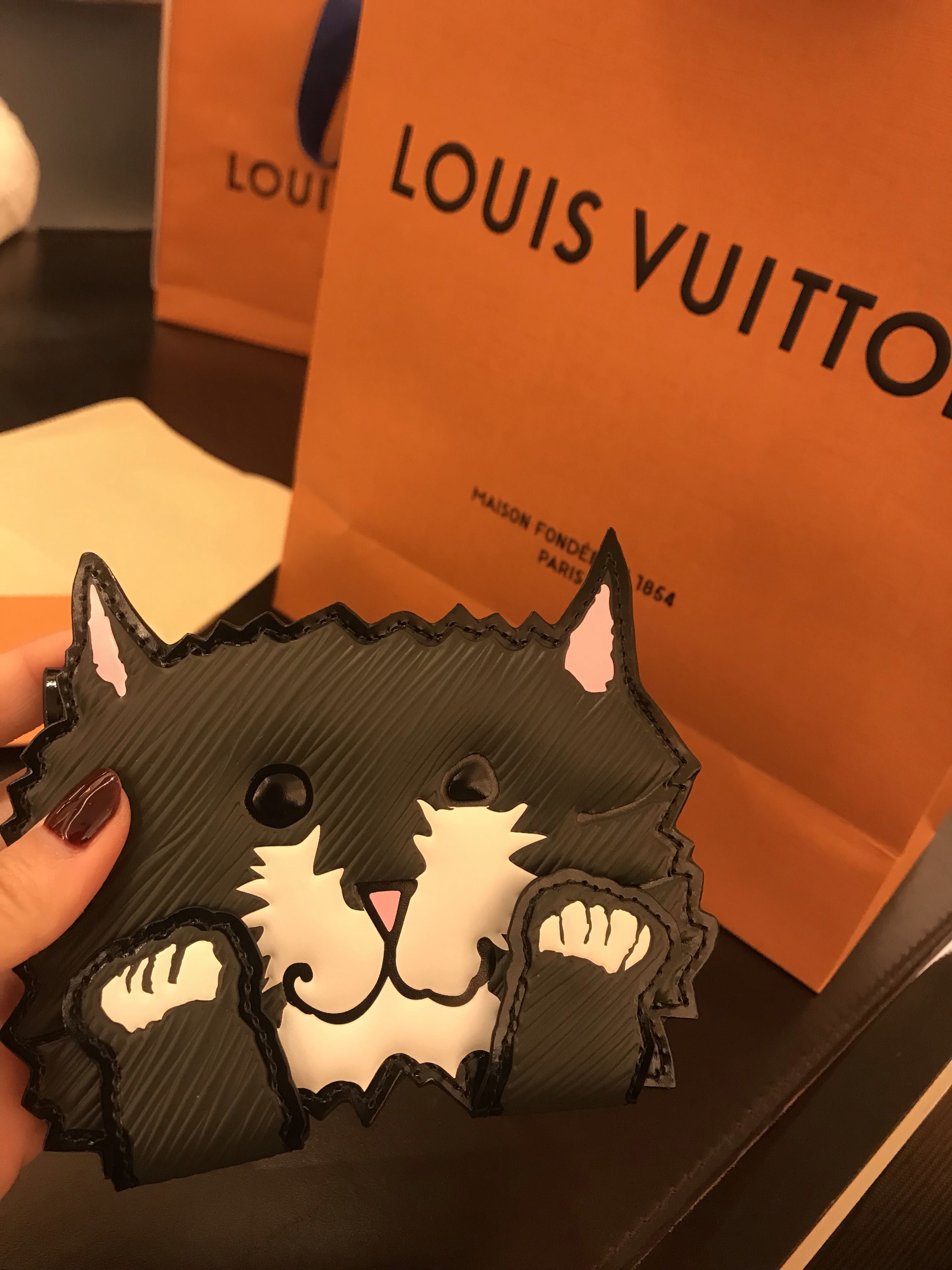 Louis Vuitton X Grace Coddington Black Cat Cardholder, Luxury