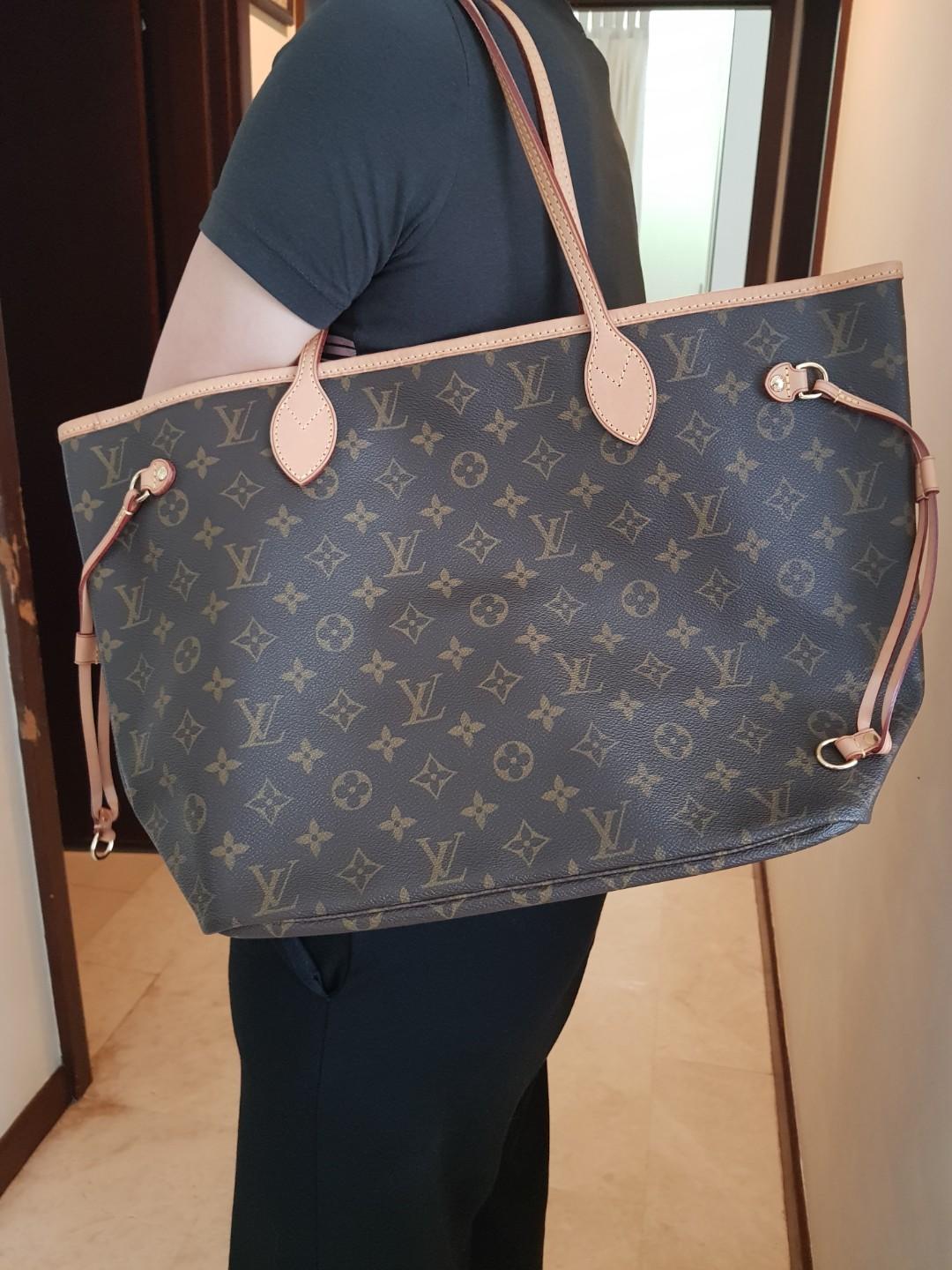  LOUIS VUITTON M40156 Never Full MM Monogram Tote Bag Monogram  Canvas Women LV 0056 Used, Braun : Clothing, Shoes & Jewelry