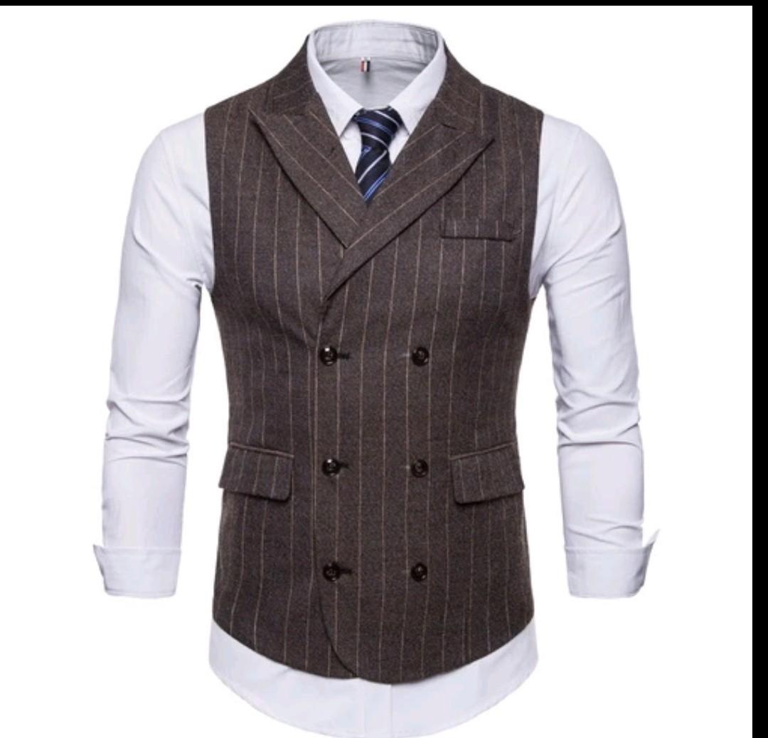 Mens double breasted waistcoat vest outlet