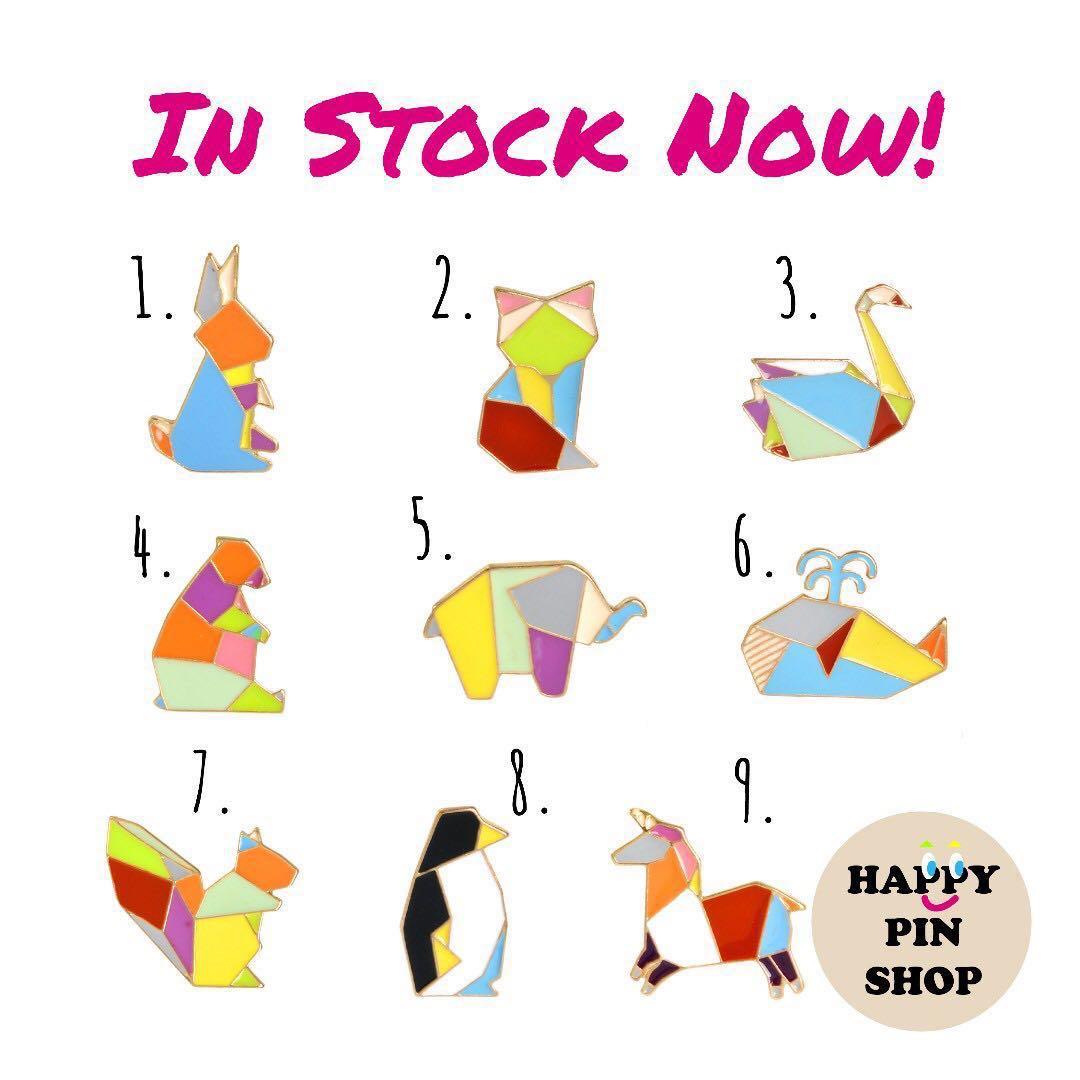Origami Animals Enamel Pins Geometric Shapes Instockrn