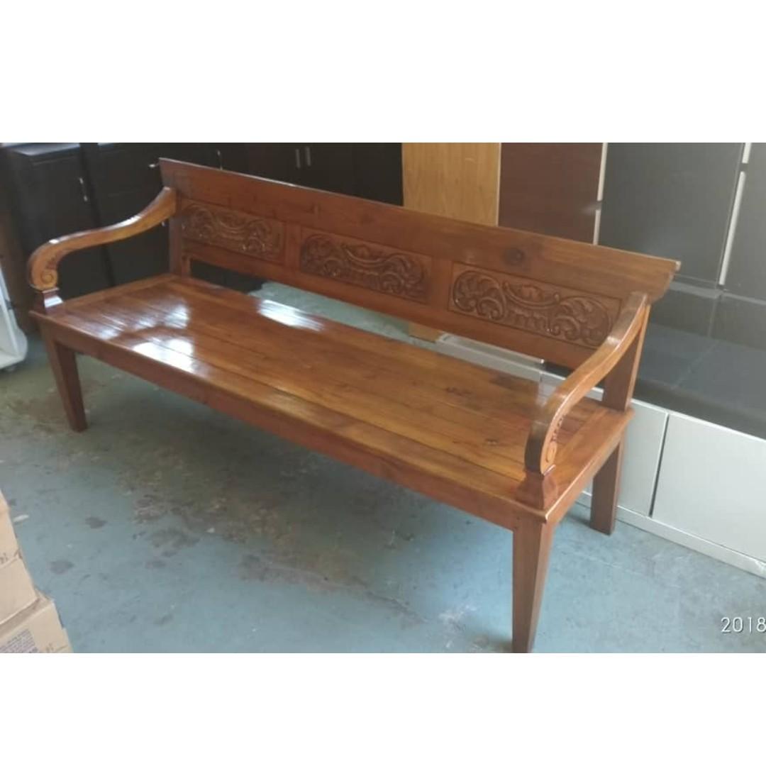 READY STOCK ,Kerusi panjang kayu jati , Barang terpakai, Furniture