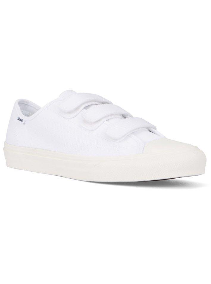Vans White Prison Issue Canvas Velcro Sneakers Fesyen Pria
