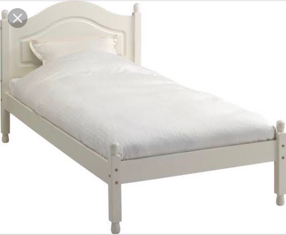 white single bed frame