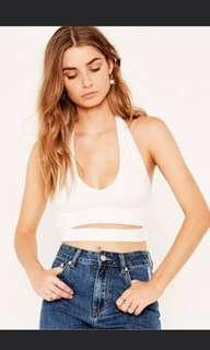 White Halter Crop Top