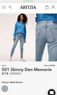 ARITZIA LEVIS 501 DEN MEMORIE JEAN