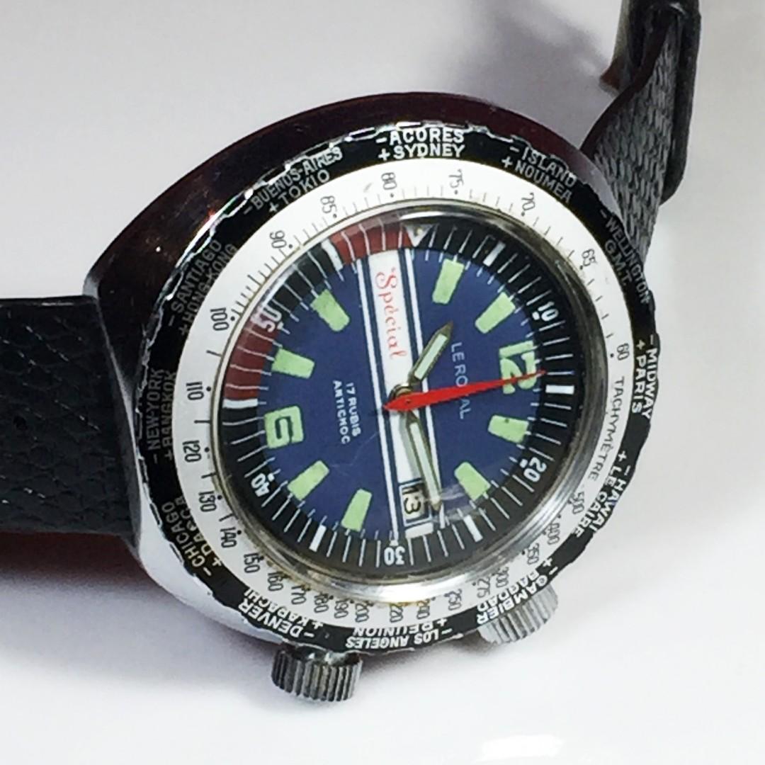 1970s Le Royal Special Diver's Tachymeter-World Time Mens Watch, Men's ...