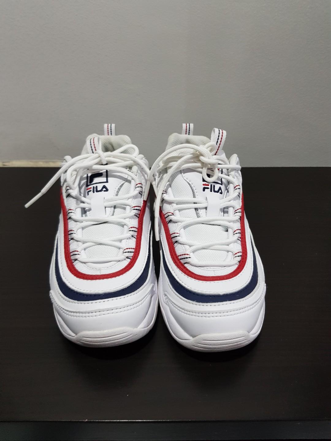 fila ray white red & blue shoes