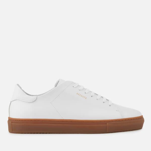white leather gum sole sneakers