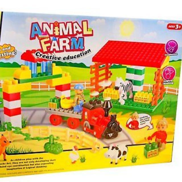 Gift Idea 64 pcs Kids Blocks Animal Farm Set Ages 3+ Children's Creative Toy