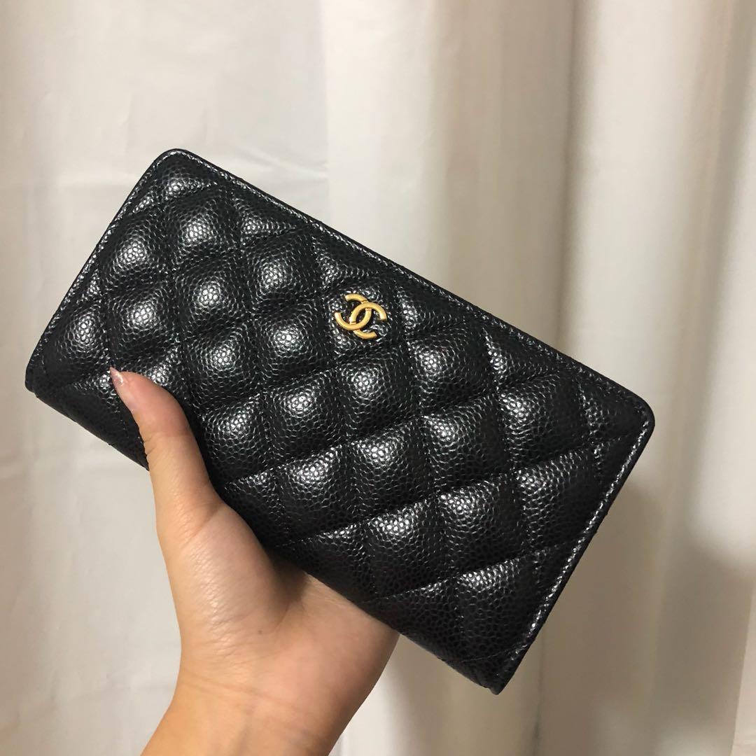 Chanel Classic Quilted Yen Wallet Black Caviar GHW. 25 series