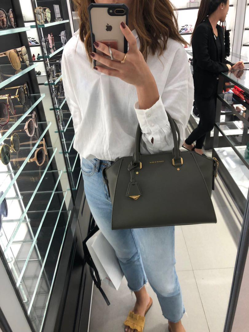charles and keith olive green bag