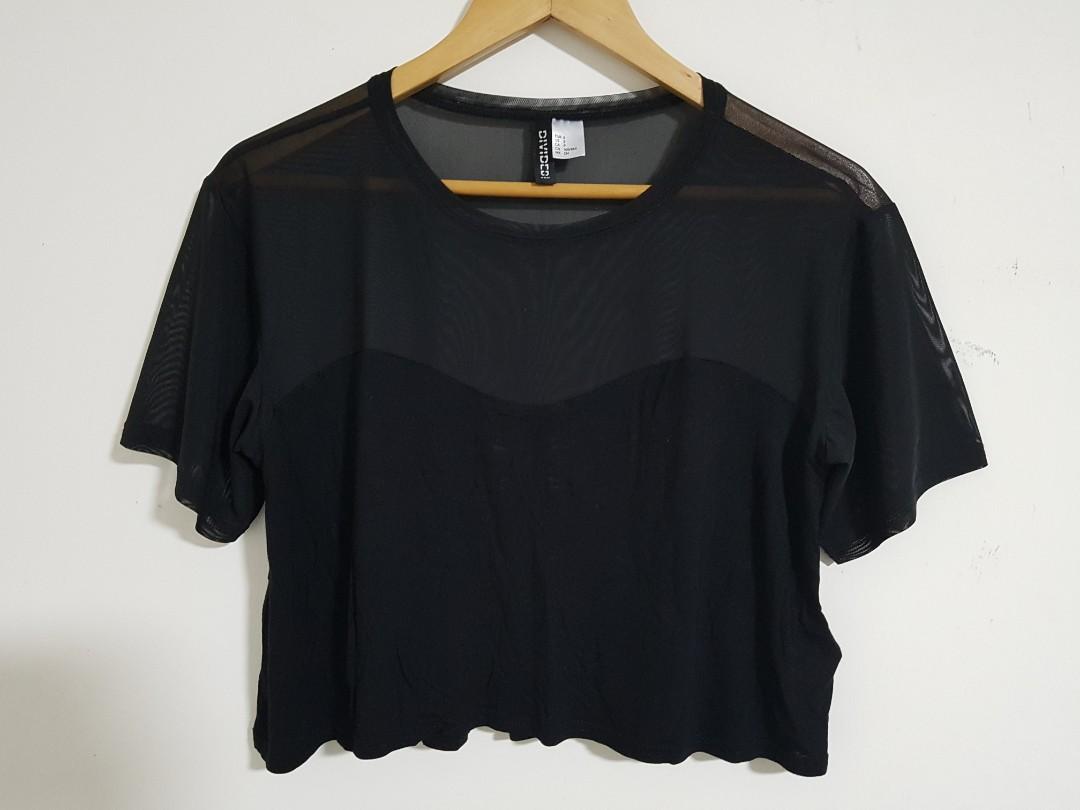 sheer black top h&m