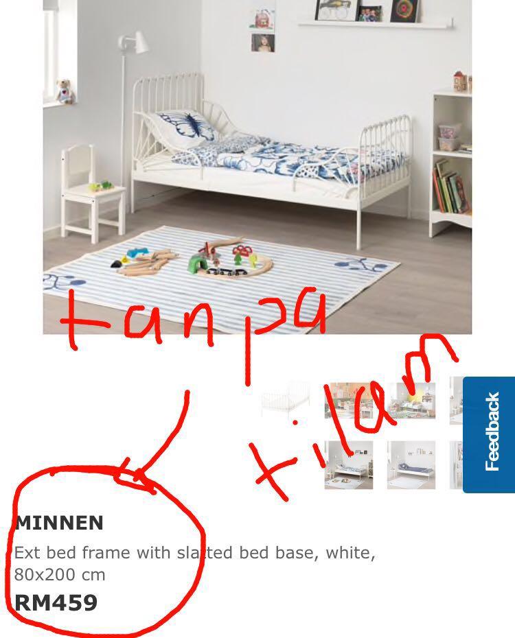Ikea Minnen Ext bed frame + tilam, Babies & Kids, Baby Nursery & Kids Furniture, Cots & Cribs on