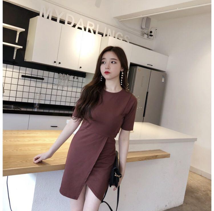 Korean High Waist A Line Short Skirt Red Women S Fashion Clothes Dresses Skirts On Carousell
