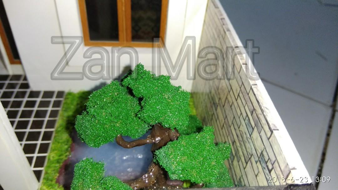 maket rumah mewah dua lantai full perabotan dan perlengkapan atap buka tutup