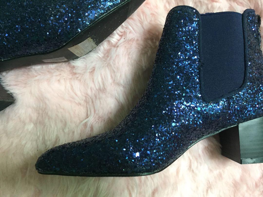 RUSH SALE Forever 21 blue glitter boots
