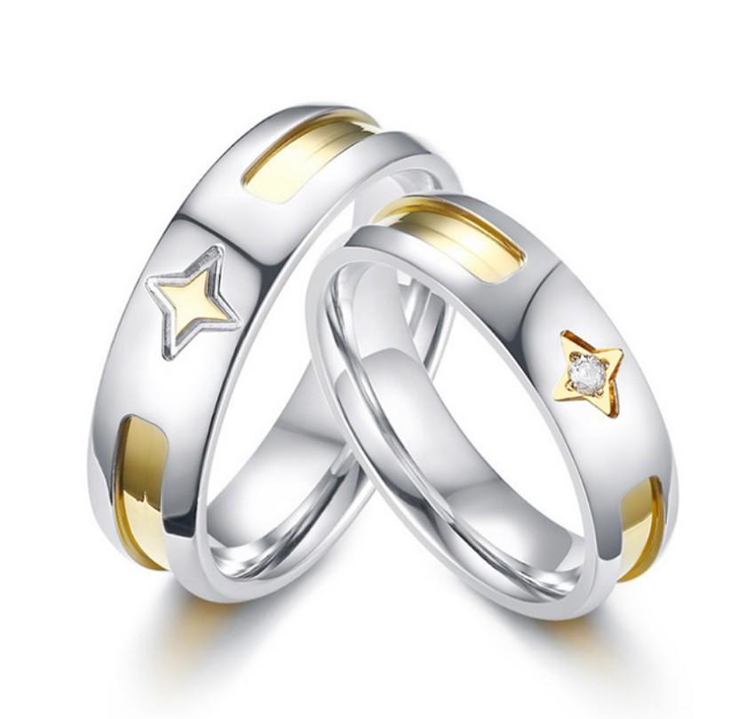 Sales Elegant Star Design Couple Stainless Steel Cz Jewelry