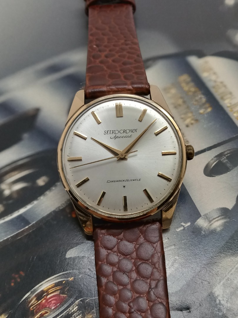SEIKO CROWN SPECIAL DIASHOCK 23 JEWELS HAND WINDING WATCH 1964's, Luxury,  Watches on Carousell