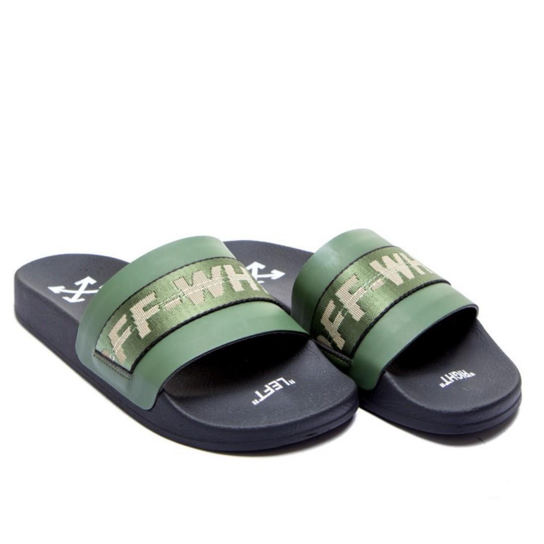 SS19 Off White Industrial Slides Green