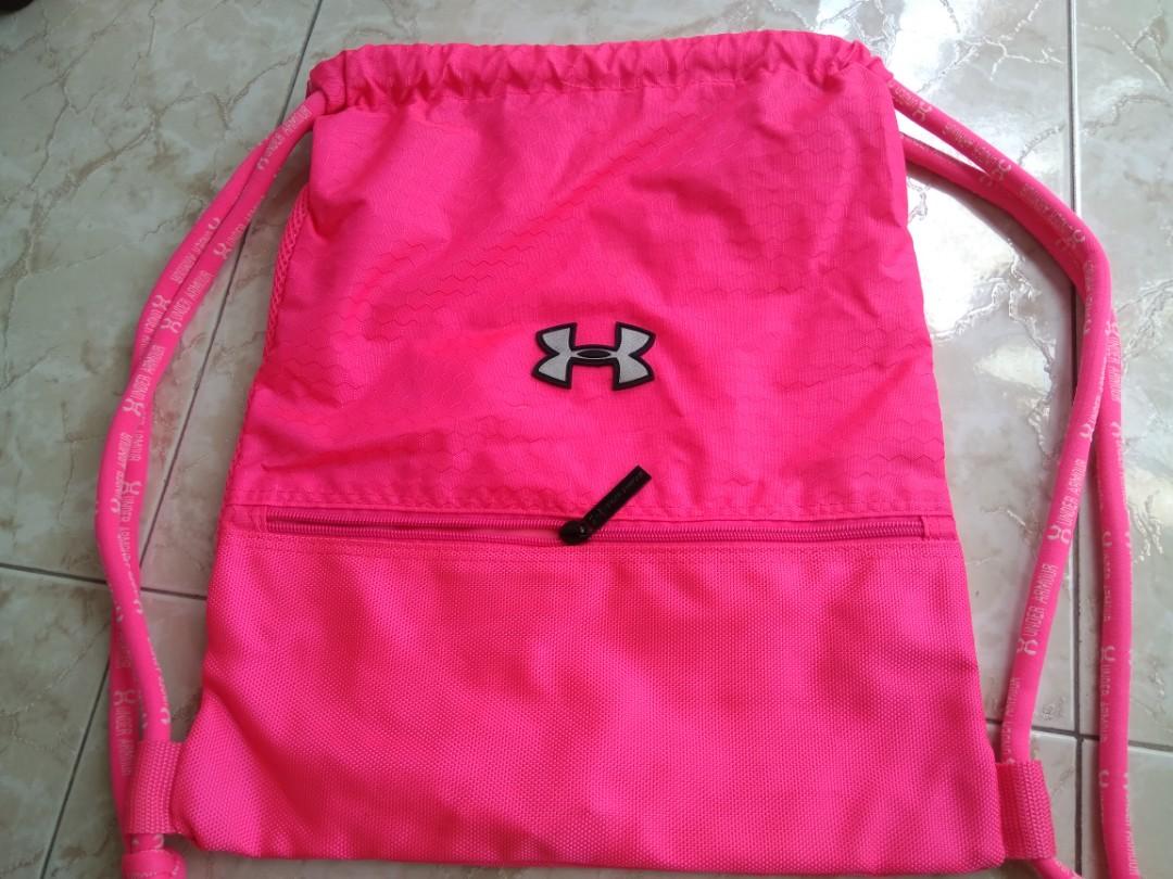 pink under armour drawstring bag