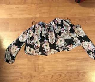 Floral off shoulder crop top