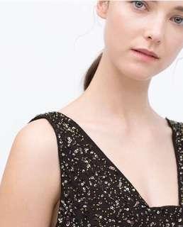 (Reduced) Zara sequin beaded black top