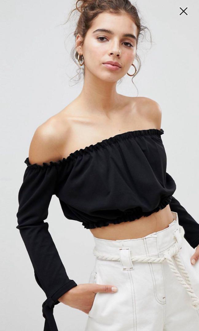 New look black off the clearance shoulder top