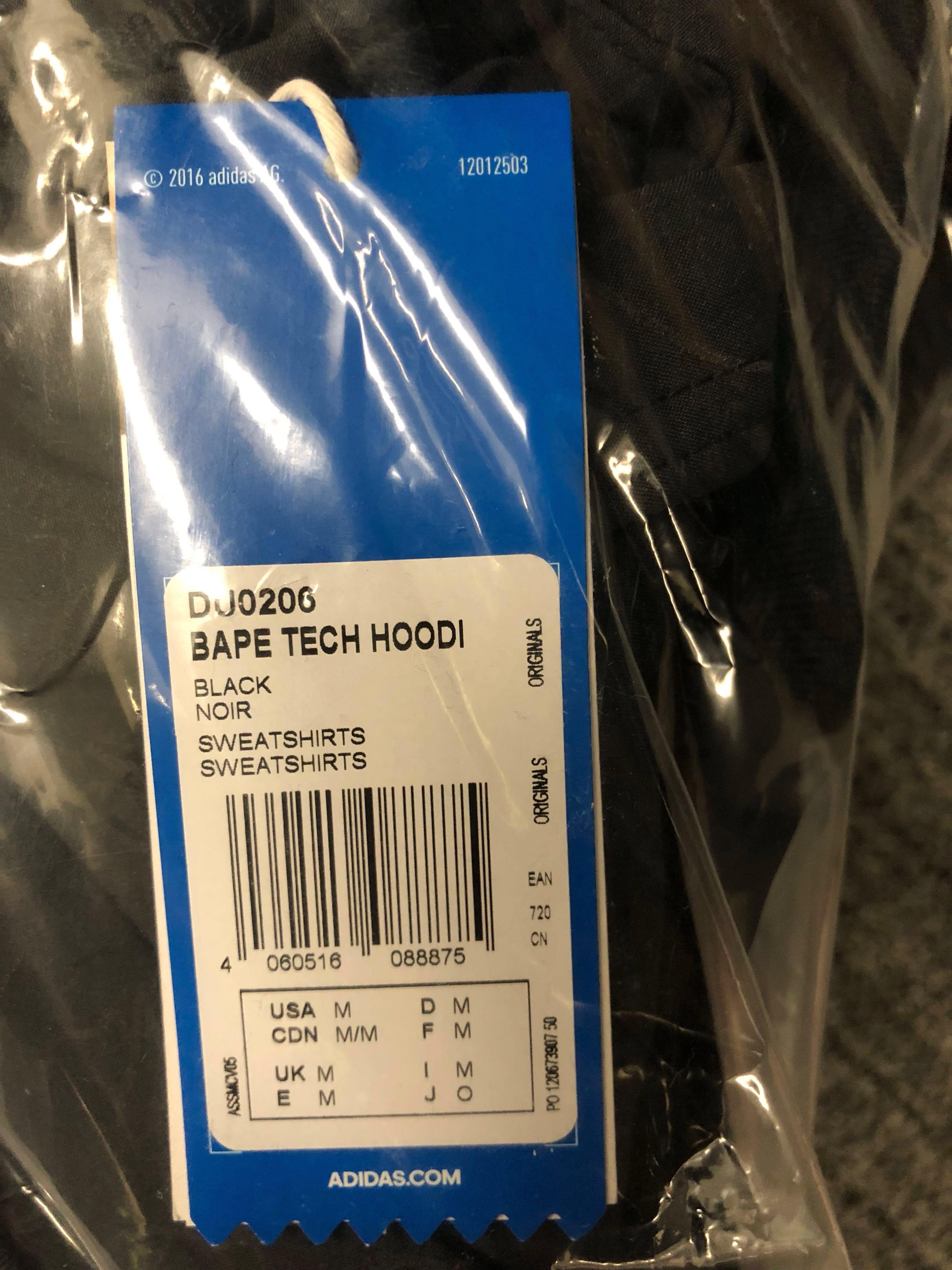 Bape x adidas tech hoodie size M and L Men s Fashion Tops Sets Hoodies on Carousell