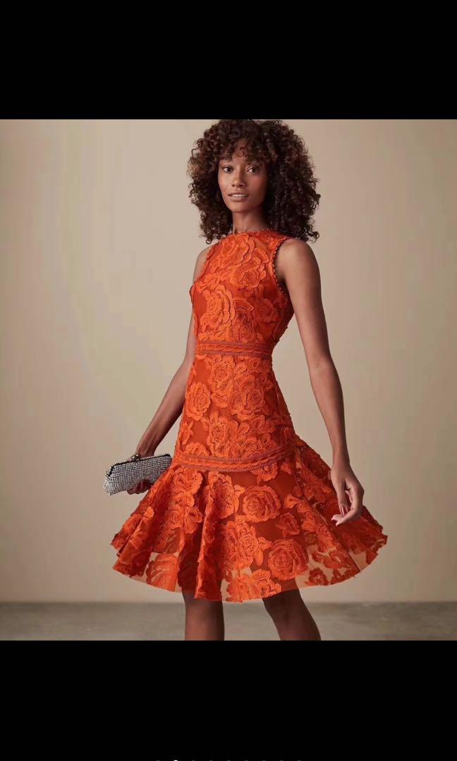 Reiss orange lace dress discount