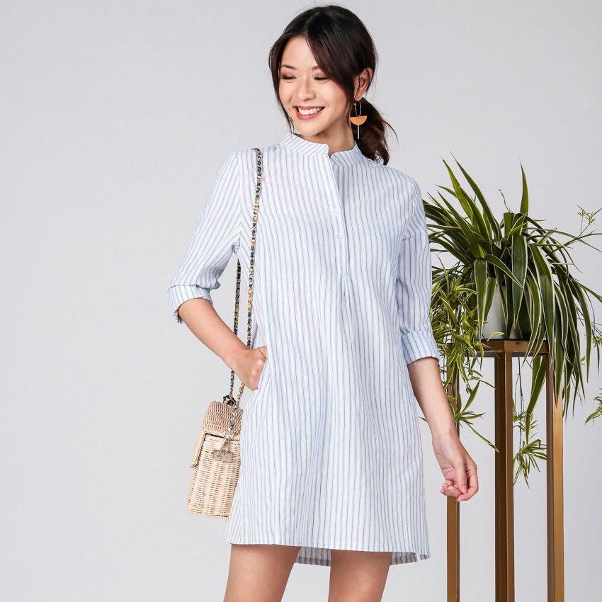 Mandarin collar shirt dress best sale
