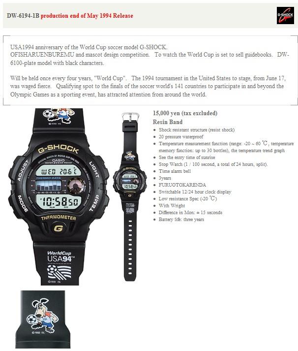 GSHOCK DW-6194 COLABORATION WORLD CUP 94 (VERY RARE), Men's