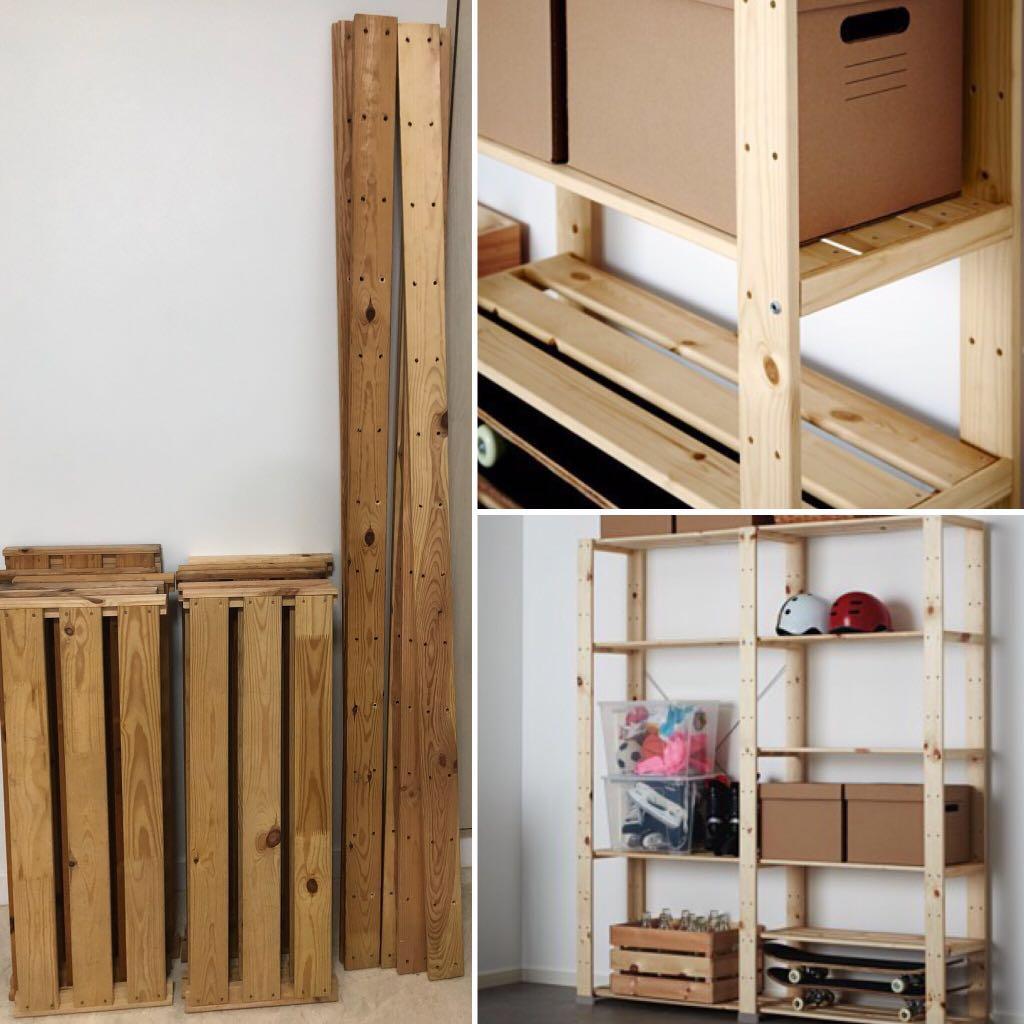 Ikea Hejne Shelf Custom 2 3 Sections Solid Pine Wood Furniture Shelves Drawers On Carousell