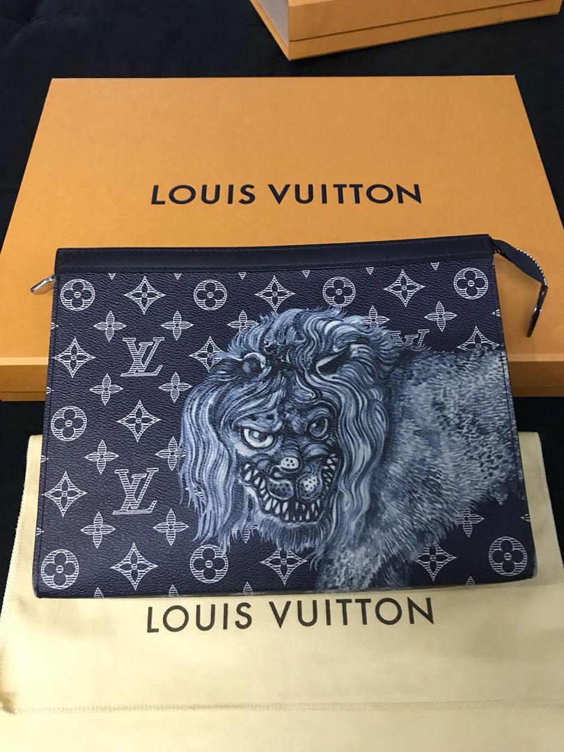 Pre-owned Louis Vuitton X Chapman Brothers Keepall Bandouliere Monogram  Savane Ink 45 Blue/grey