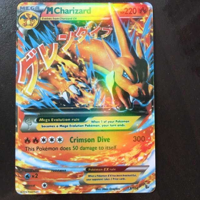 Mega Charizard Ex Pokemon Tcg Holo Foil Fake Card Hobbies Toys Toys Games On Carousell