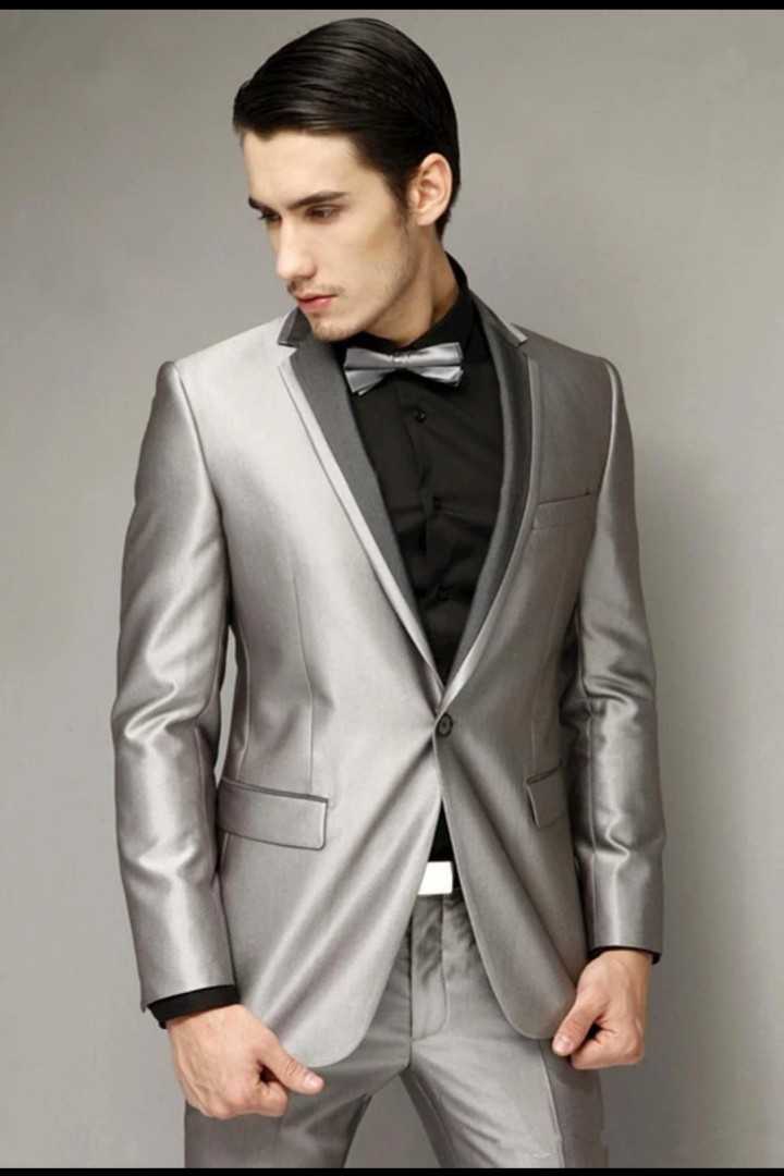 Metallic silver blazer mens discount