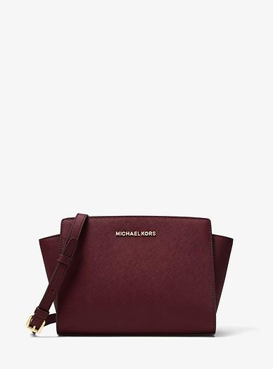 michael kors selma medium metallic leather crossbody