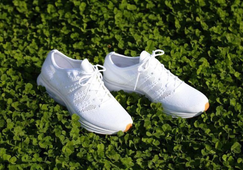 white gum flyknit trainer