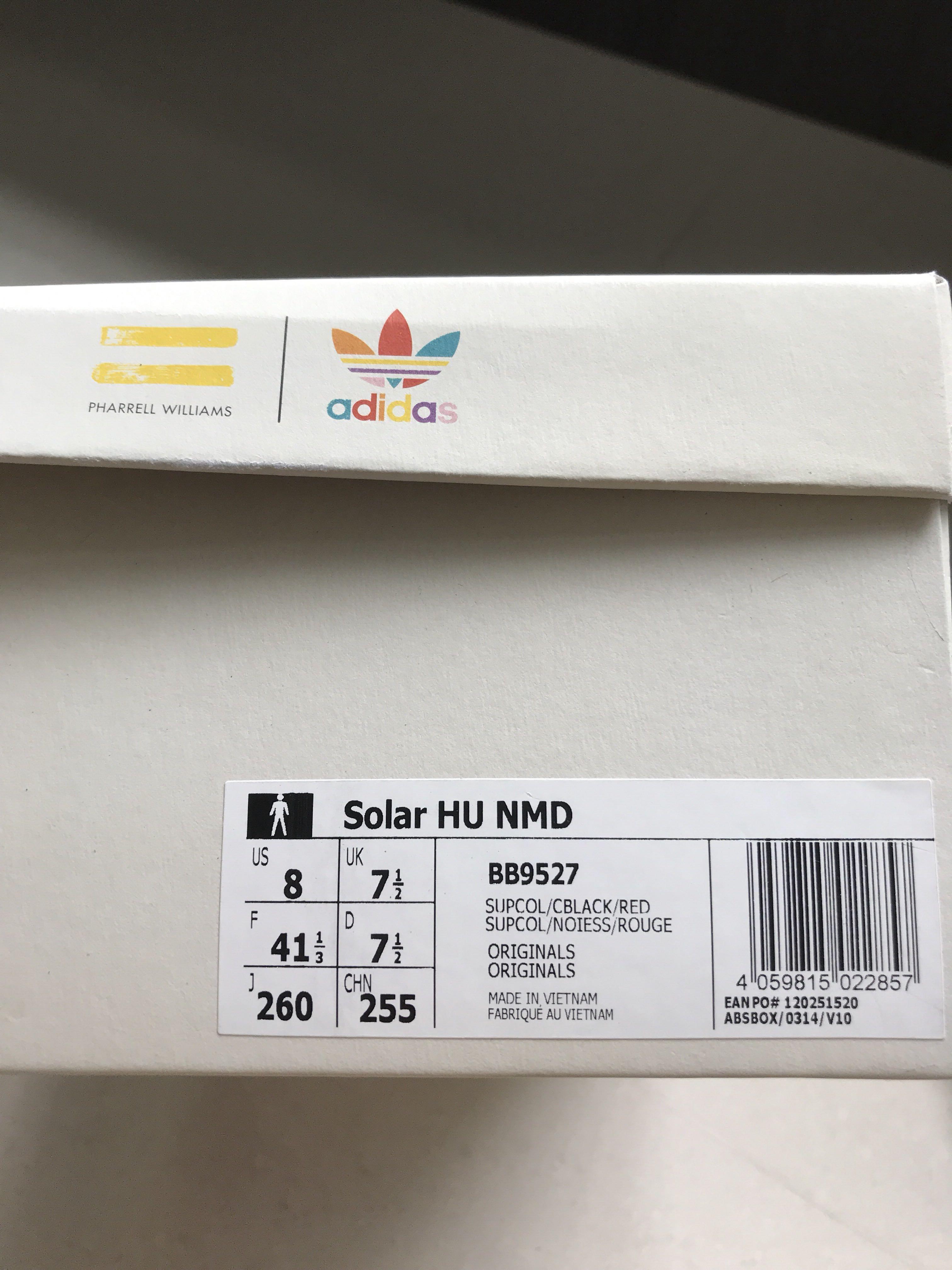 BNIB New Men ADIDAS Pharrell Williams Solar Hu NMD White size 7.5uk