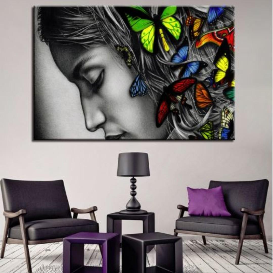 Po Abstract Butterfly Canvas Wall Art Furniture Home Decor