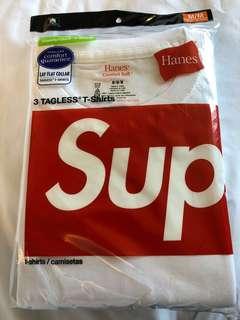 SUPREME x HANES Tagless T shirt [White] - Brand New