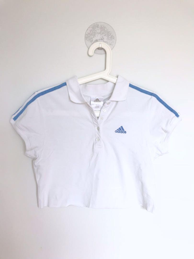 women's white cropped polo shirt