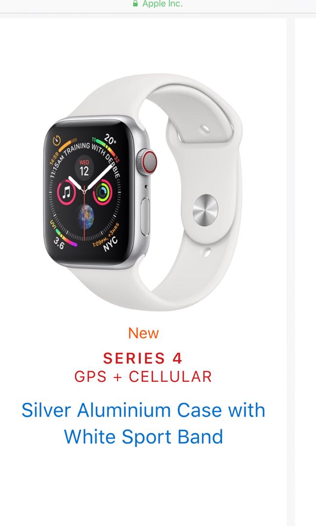 apple watch series 4 gps with white sport band