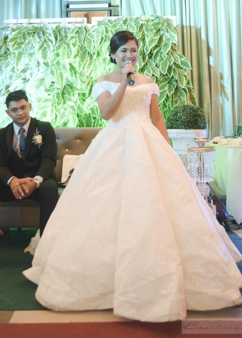 beaded and embroidered wedding gown umbrella cut design high