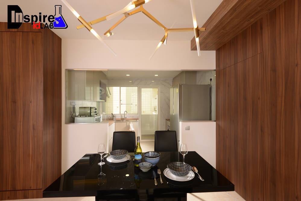 Black island dining table w storage space, Furniture & Home Living