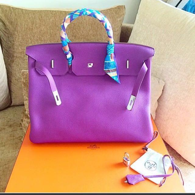 Hermes Birkin 30cm Brique Togo GHW - Lilac Blue London