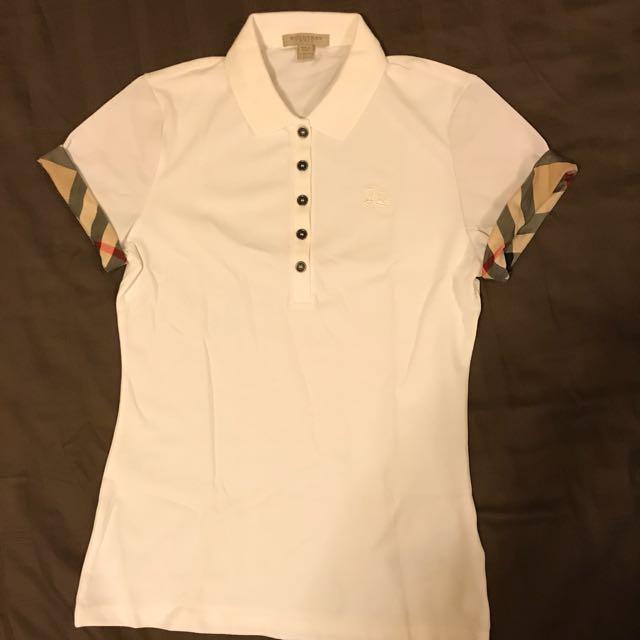 Burberry women check trim white polo shirt, Women's Fashion, Tops, Other  Tops on Carousell